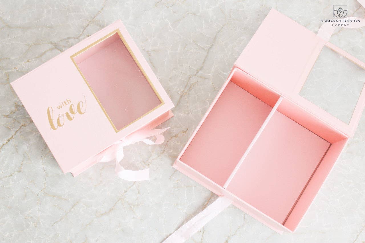 Caja de regalo de flores cuadradas de dos secciones