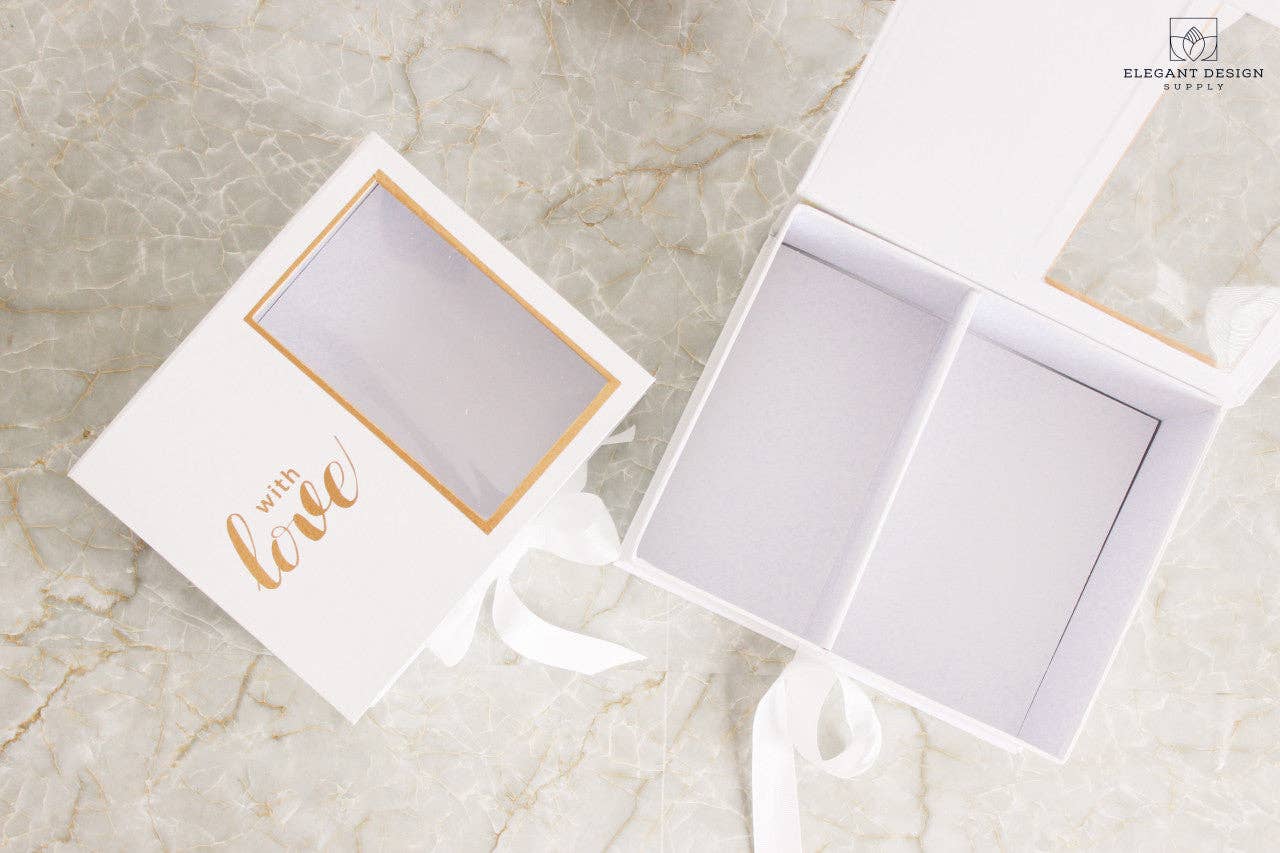 Caja de regalo de flores cuadradas de dos secciones