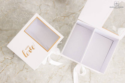 Caja de regalo de flores cuadradas de dos secciones