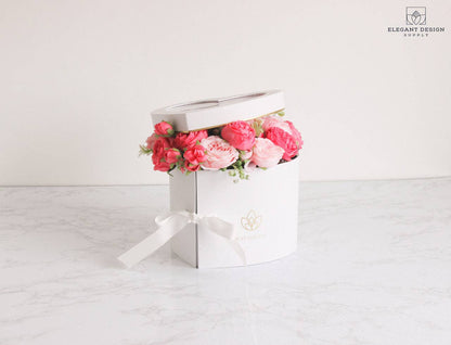 Caja de flores en forma de corazón de dos capas con tapa transparente