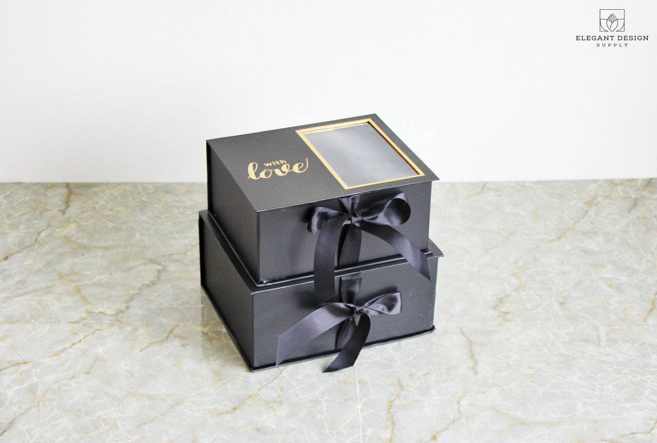 Caja de regalo de flores cuadradas de dos secciones