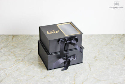 Caja de regalo de flores cuadradas de dos secciones