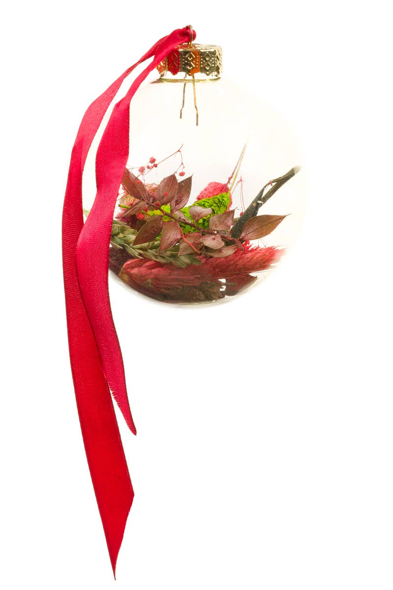 Adorno navideño con flores secas - ROJO