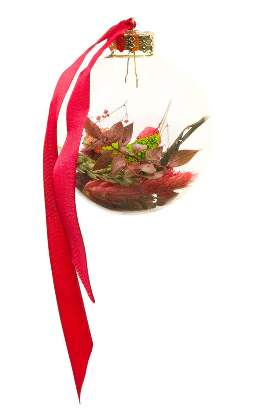 Adorno navideño con flores secas - ROJO