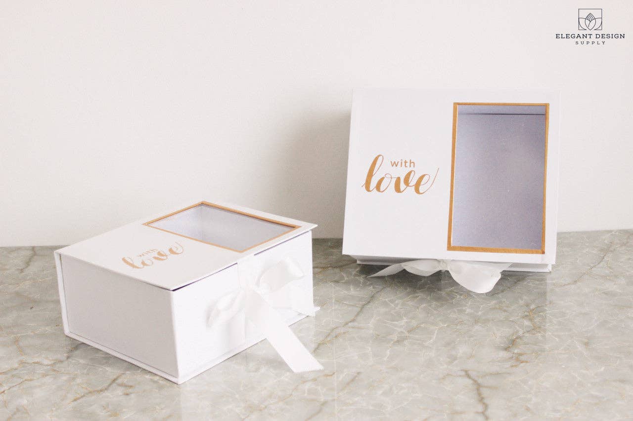 Caja de regalo de flores cuadradas de dos secciones